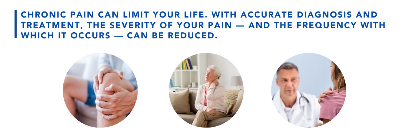 Chronic pain can limit your life. With accurate diagnosis and treatment, the severity of your pain -- and the frequency with which it occurs -- can be reduced.